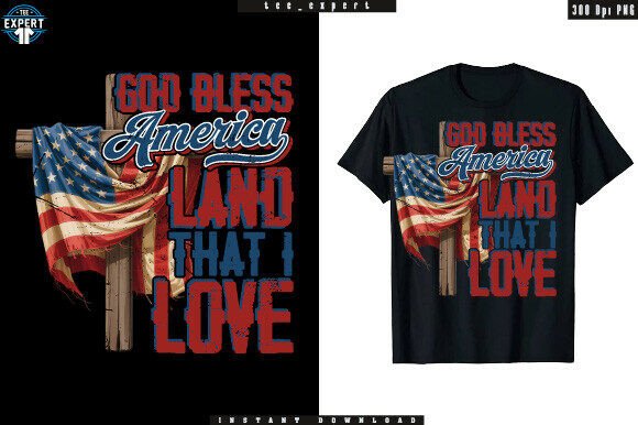 American Christian Cross Patriotic PNG for T-Shirt Designs