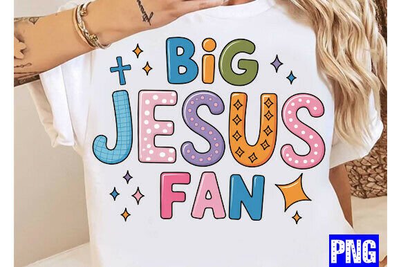 Big Jesus Fan PNG: Preppy Christian T-Shirt Designs