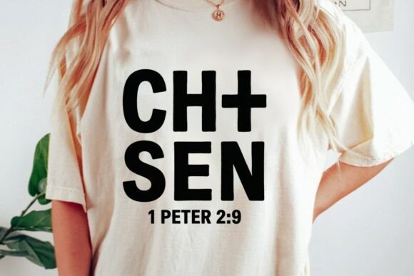 Christian Chosen Cross Bible Verse PNG for T-Shirt Designs