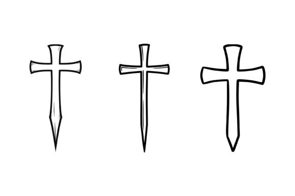 Christian Cross Set Outline Design for T-Shirt Designs
