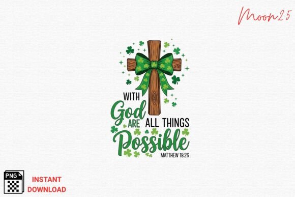 Christian Cross Shamrock Matthew 19:26 P