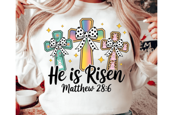 Christian Easter Coquette PNG: He is Risen T-Shirt Designs