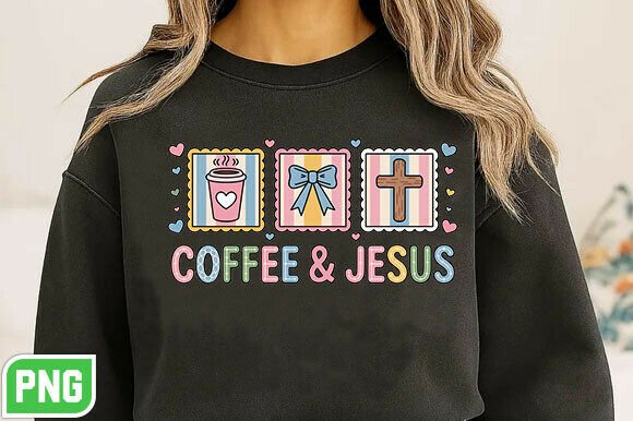 Christian Faith Coffee Jesus PNG for T-Shirt Designs