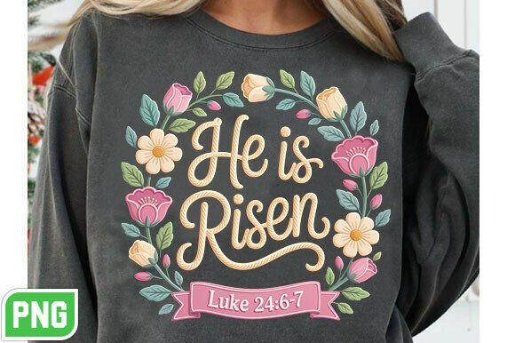 Christian Floral Easter Yarn Crochet PNG for T-Shirt Designs