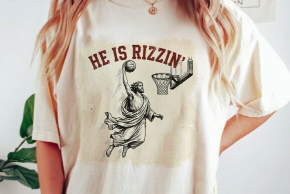 Funny He is Rizzin Jesus Basketball Png T-Shirt Designs