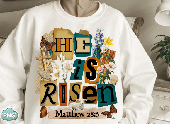 He is Risen PNG, Christian Wildflower T-Shirt Designs