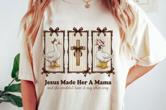 Jesus Made Her a Mama Geese Cross T-Shirt Designs