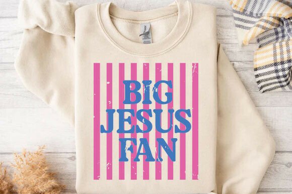 Striped Big Jesus Fan PNG: Preppy T-Shirt Designs