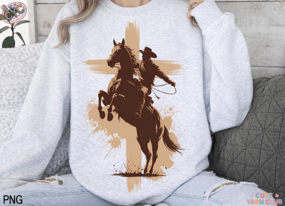 Western Christian Cowboy PNG for T-Shirt Designs